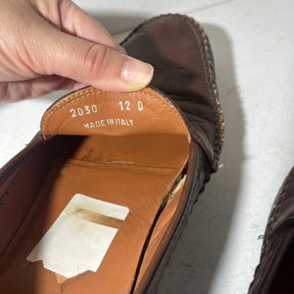 Men\'s Calzoleria Toscana Brown Leather Almond‎ Toe Loafers Size 12D main image 4